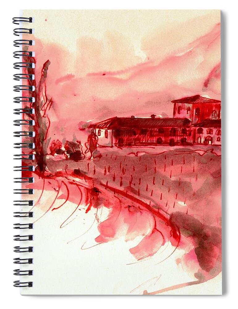 Italy Spiral Notebook featuring the painting Italian landscape #6 by Karina Plachetka