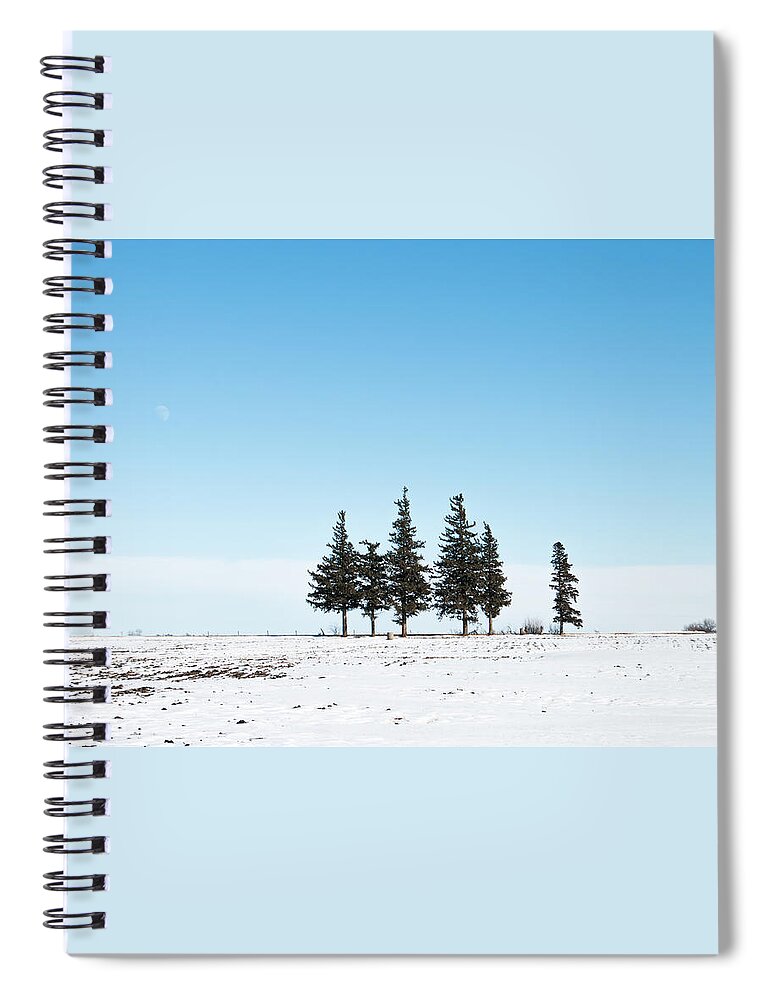 Pines Spiral Notebook featuring the photograph 6 Pines And The Moon by Troy Stapek
