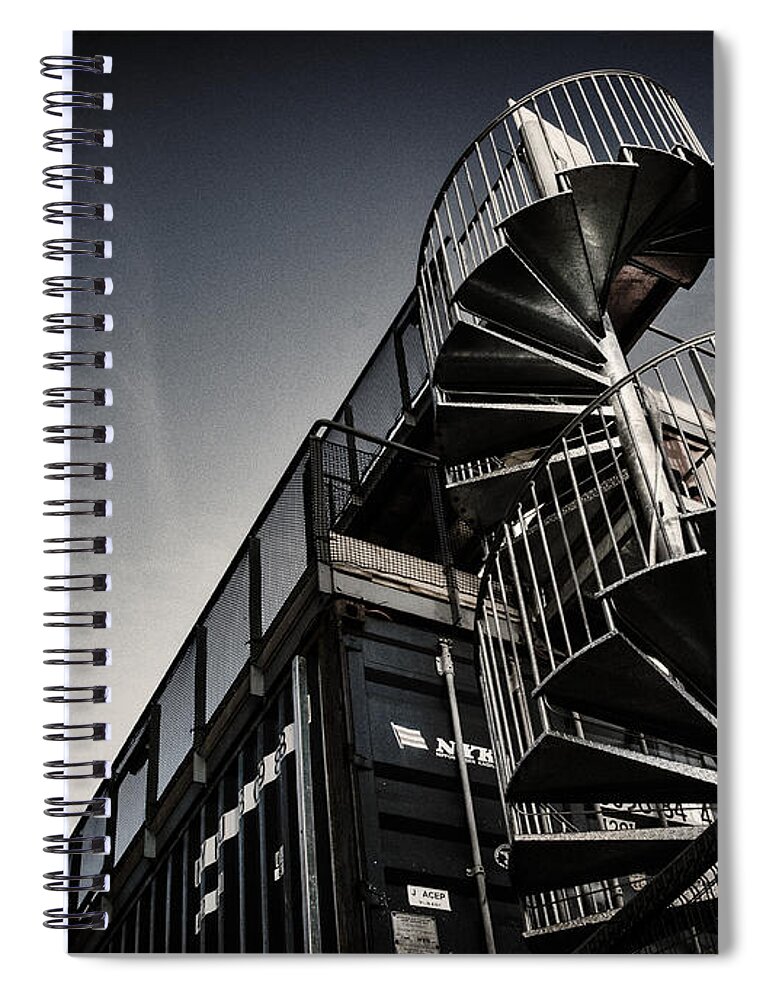 Brixton Spiral Notebook featuring the photograph Pop Brixton - spiral staircase - industrial style #4 by Lenny Carter