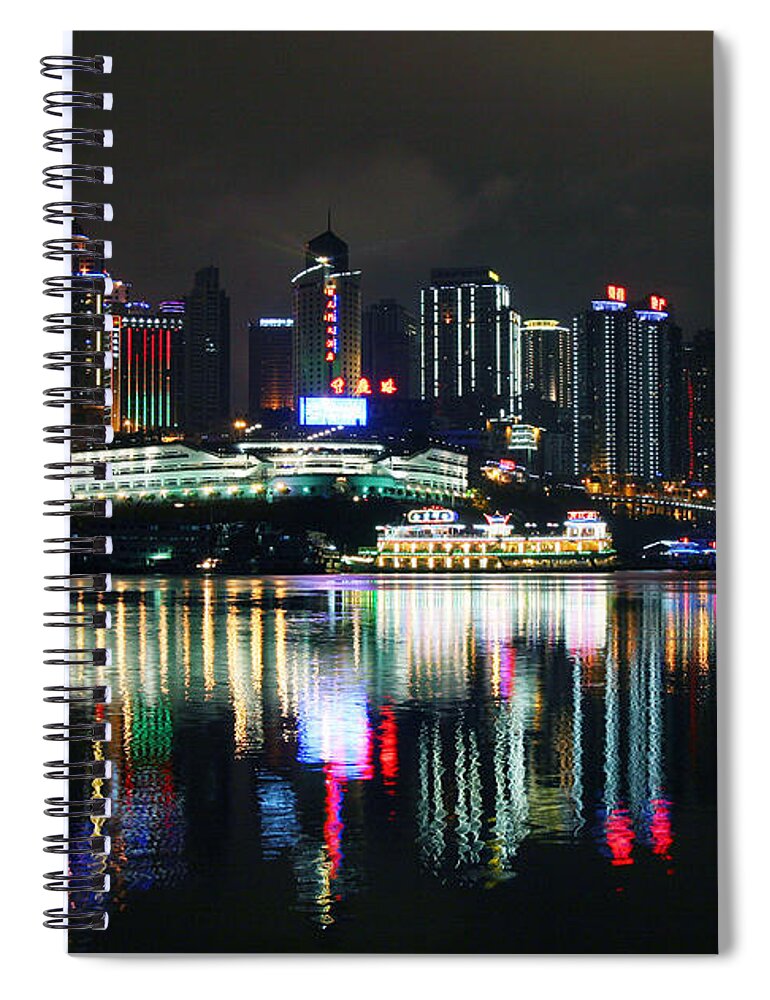 City Spiral Notebook featuring the digital art City #60 by Super Lovely