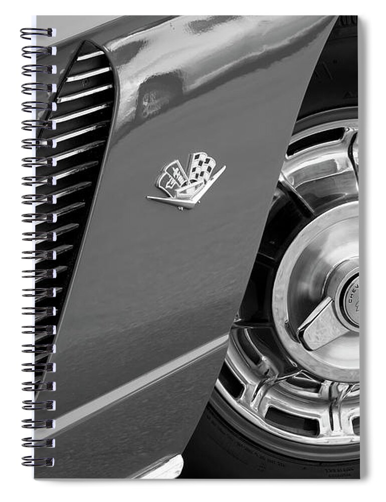 Corvette Spiral Notebook featuring the photograph '62 in Black and White #62 by Dennis Hedberg