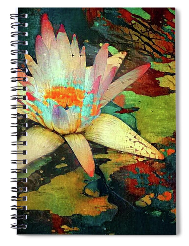 Aquatic Plant Spiral Notebook featuring the digital art Jeweled Water Lilies #68 by Amy Cicconi