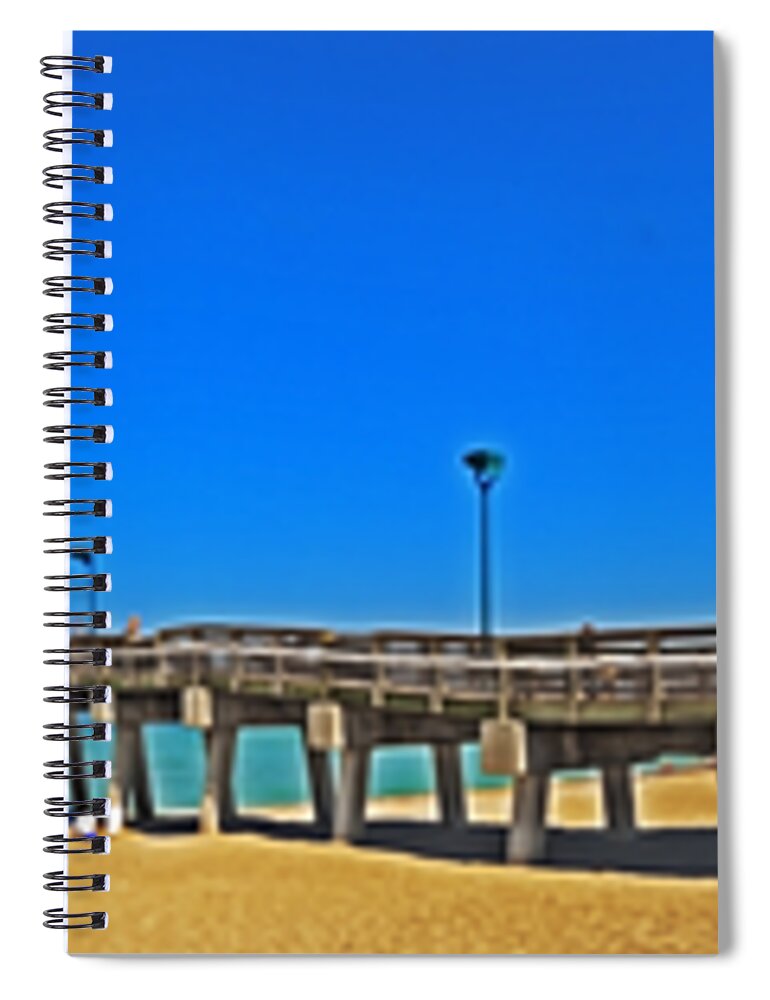 Venice Florida Spiral Notebook featuring the photograph 6X1 Venice Florida Beach Pier by Rolf Bertram