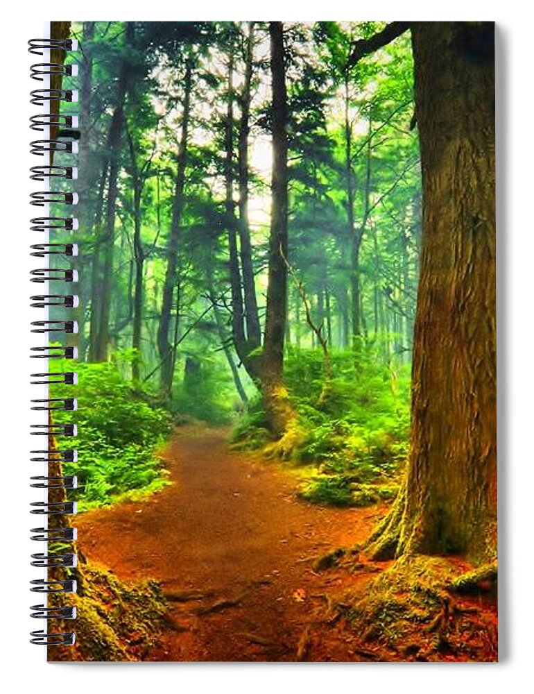 Forest Spiral Notebook featuring the digital art Forest #7 by Maye Loeser
