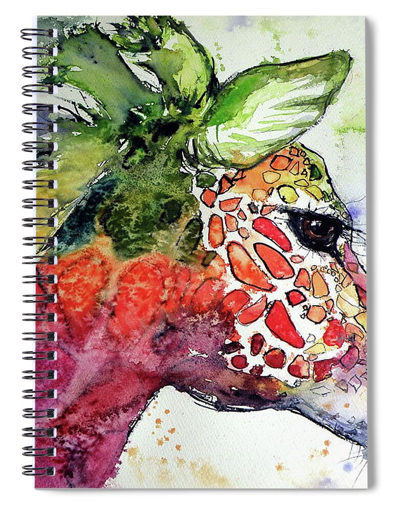 Giraffe Spiral Notebook featuring the painting Giraffe #7 by Kovacs Anna Brigitta