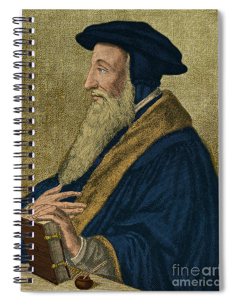 John Calvin Spiral Notebook featuring the photograph John Calvin, French Theologian #7 by Photo Researchers