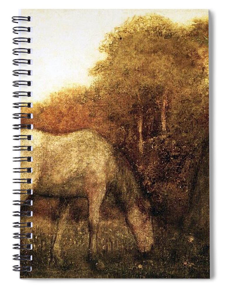 The Grazing Horse Spiral Notebook featuring the painting The Grazing Horse #8 by MotionAge Designs