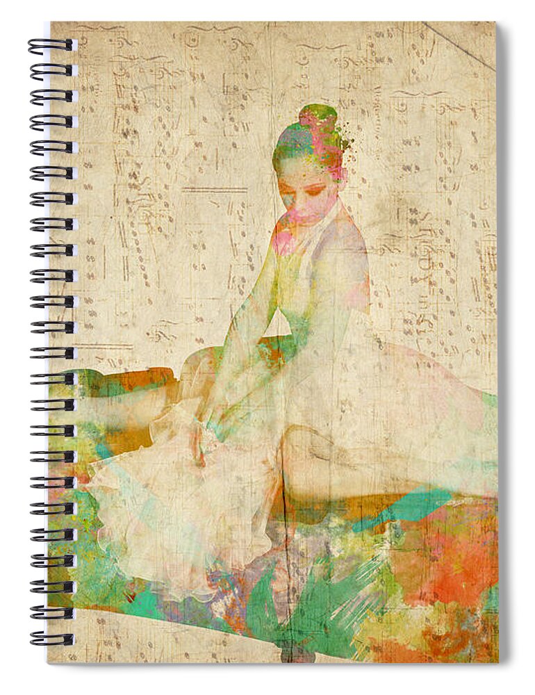 Piano Spiral Notebook featuring the digital art 88 Keys to Her Heart by Nikki Smith