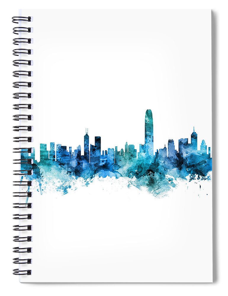 Hong Kong Spiral Notebook featuring the digital art Hong Kong Skyline #9 by Michael Tompsett