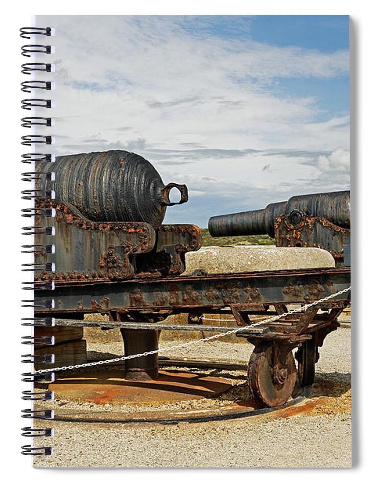 Britain Spiral Notebook featuring the photograph 9 inch Guns at Needles Old Battery by Rod Johnson