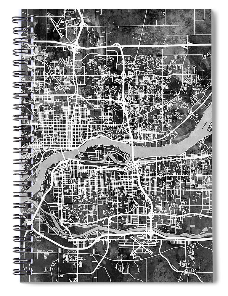 Street Map Spiral Notebook featuring the digital art Quad Cities Street Map #9 by Michael Tompsett