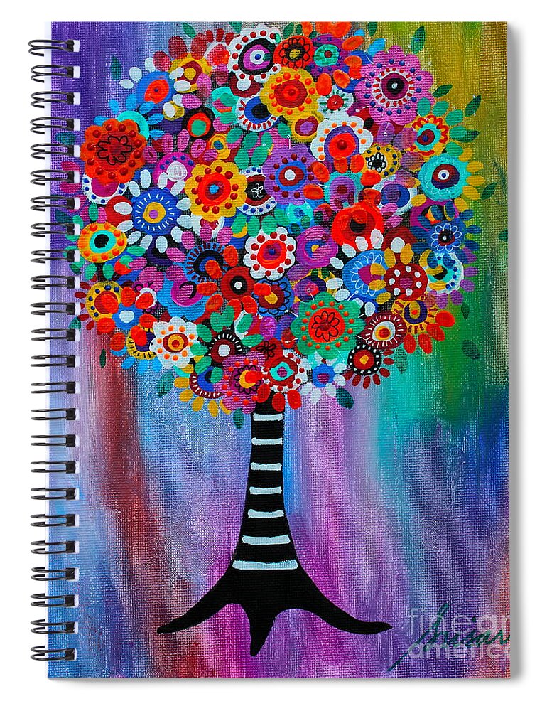 Angel Spiral Notebook featuring the painting Tree Of Life #76 by Pristine Cartera Turkus