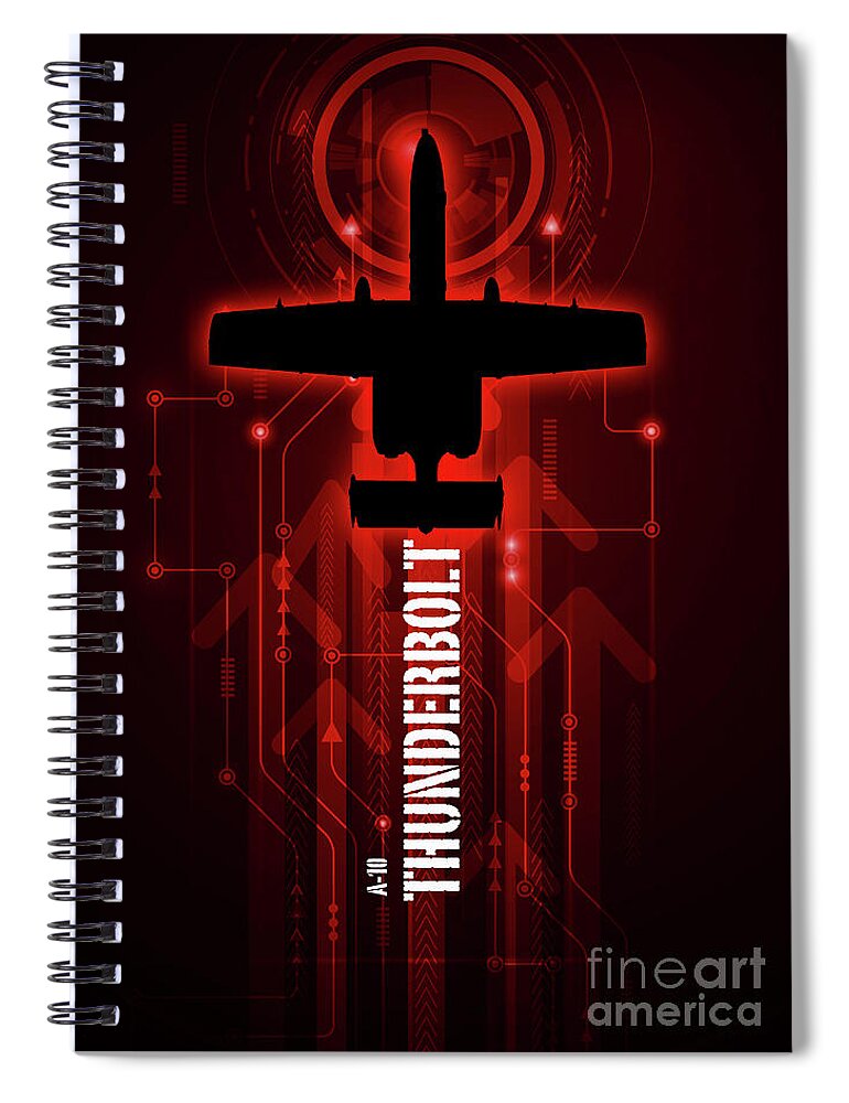 A10 Spiral Notebook featuring the digital art A-10 thunderbolt Digital by Airpower Art
