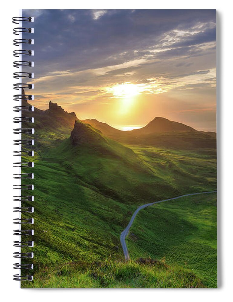 Quiraing Spiral Notebook featuring the photograph A Break in the Clouds by Rob Davies