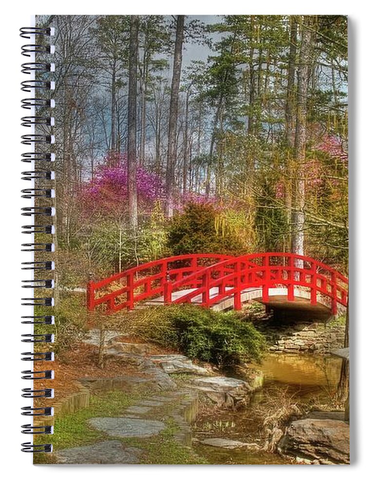 Sarah P. Duke Gardens Spiral Notebook featuring the photograph A Bridge to Spring by Benanne Stiens