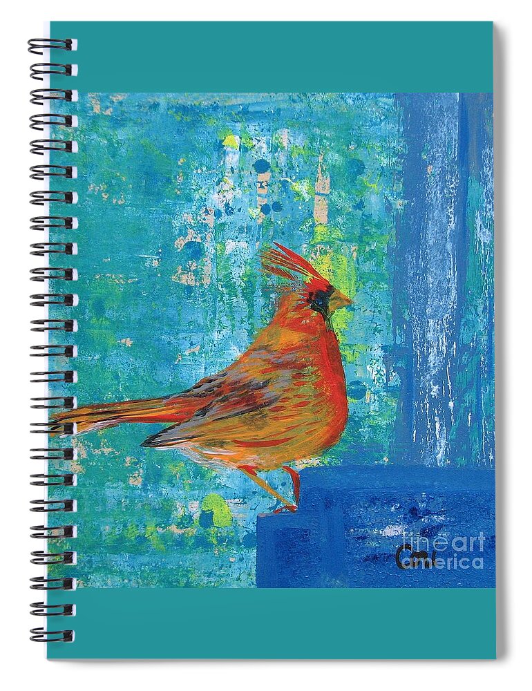 Cardinal Spiral Notebook featuring the painting A Cardinal Came By by Corinne Carroll