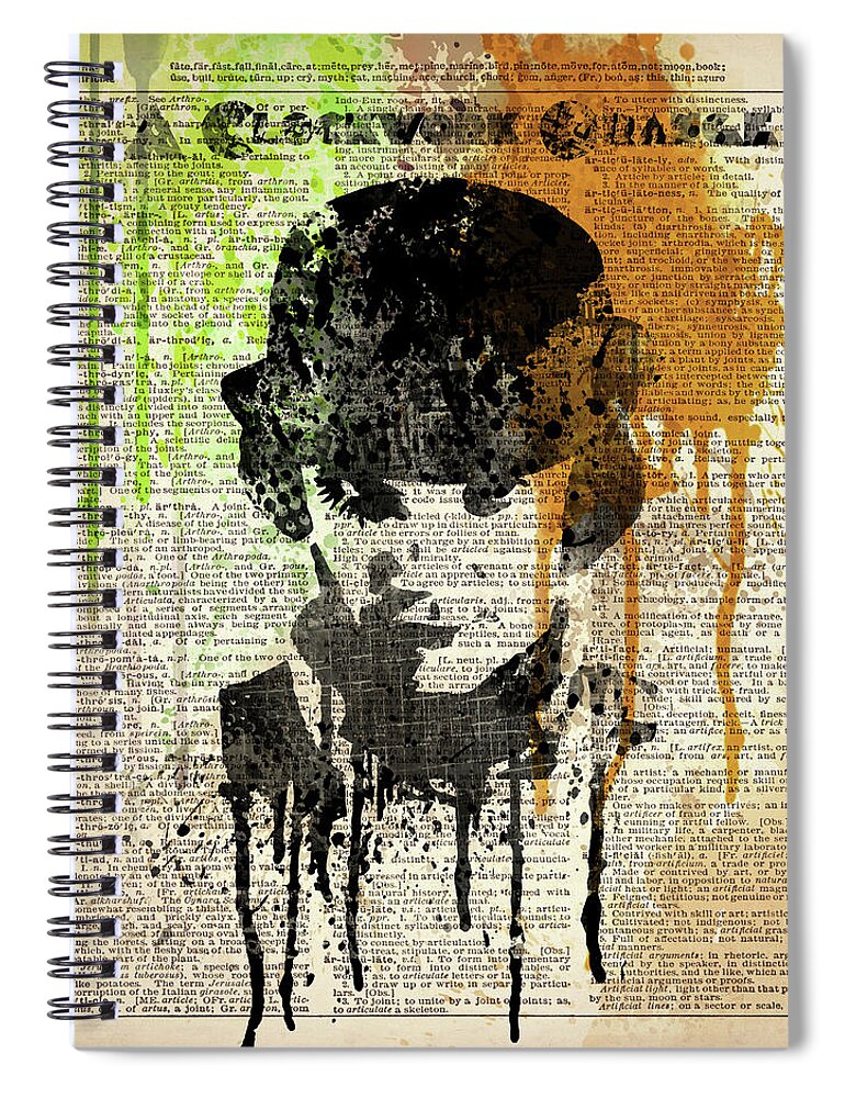 A Clockwork Orange Spiral Notebook featuring the painting A clockwork orange on dictionary page by Art Popop