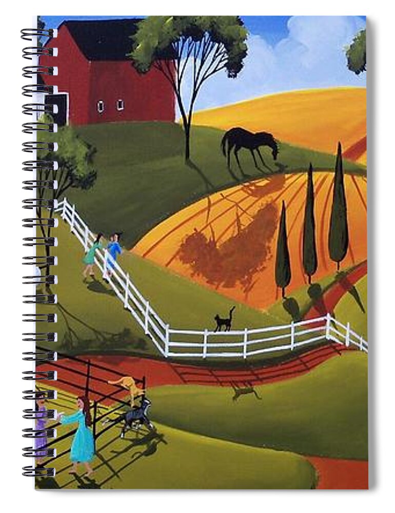 Country Spiral Notebook featuring the painting A Cup Of Sugar And Good Conversation by Debbie Criswell