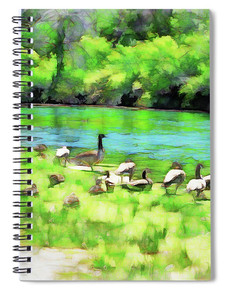 Dufferin Islands Spiral Notebook featuring the digital art A Day At The Beach by Leslie Montgomery