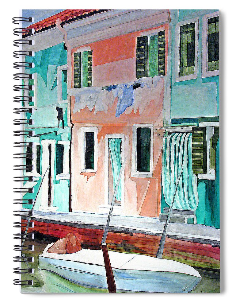 Italy Spiral Notebook featuring the painting A Day In Burrano by Patricia Arroyo