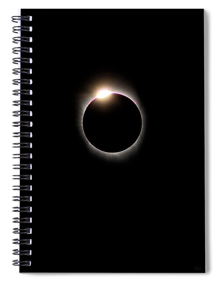 Eclipse Spiral Notebook featuring the photograph A Diamond Ring for the Earth by Greg Norrell