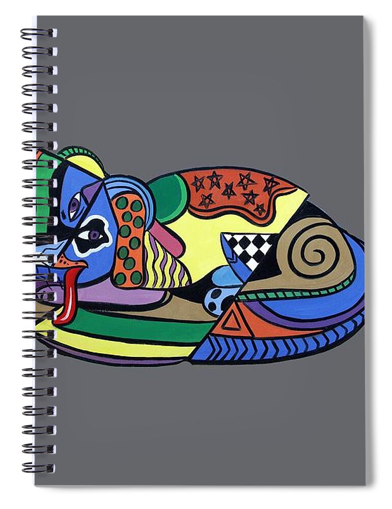 A Dog Named Picasso T-shirt Spiral Notebook featuring the painting A Dog Named Picasso T-Shirt by Anthony Falbo