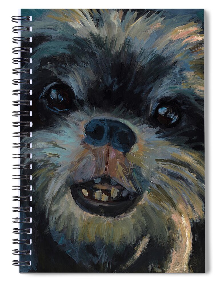 Funny Dog Spiral Notebook featuring the painting A Face only a Mother Could Love by Billie Colson