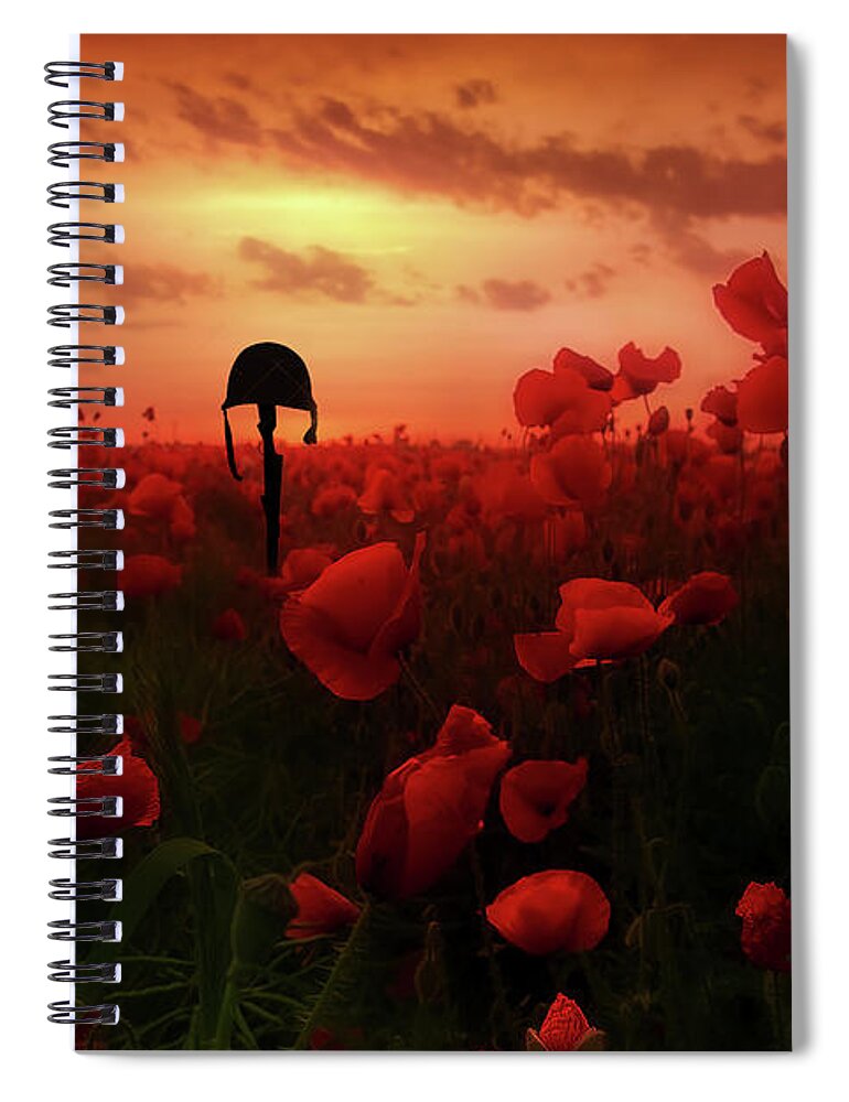 Soldier Spiral Notebook featuring the digital art A Field of Heroes by Airpower Art