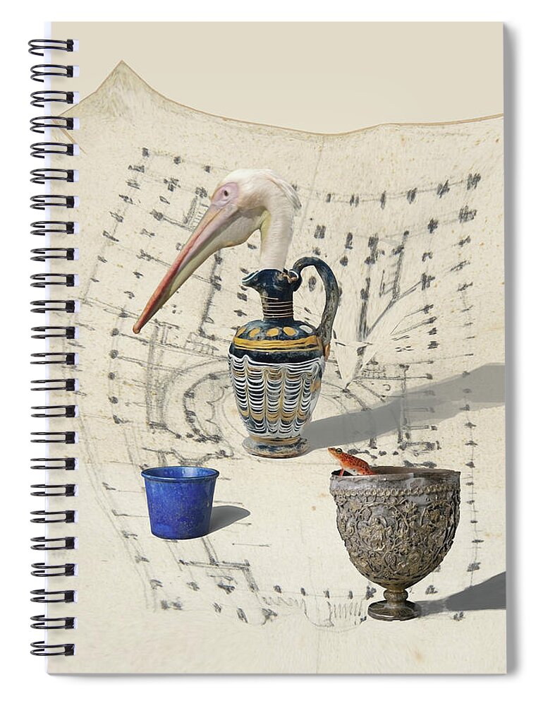 White Pelican Spiral Notebook featuring the digital art A game of patience by Keshava Shukla