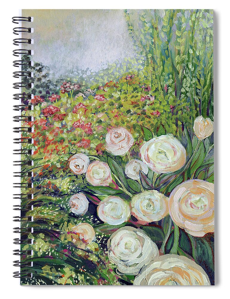 Impressionist Spiral Notebook featuring the painting A Garden Romance by Jennifer Lommers