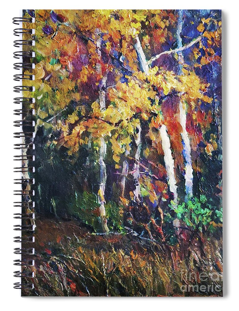 Oil Painting Spiral Notebook featuring the painting A Glance of The Woods by Fei A