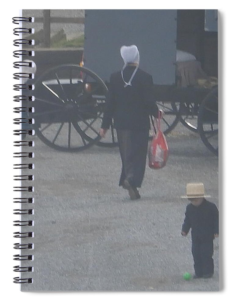 Amish Spiral Notebook featuring the photograph A Handful for Mom by Christine Clark