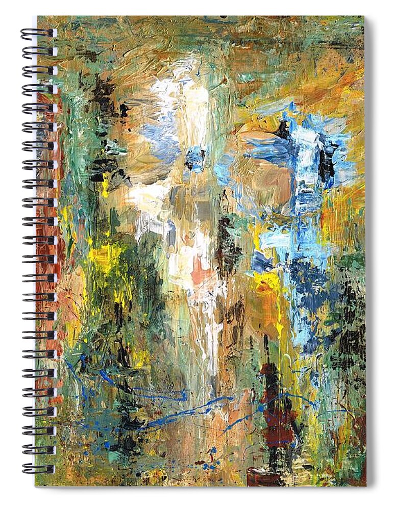 Horses Spiral Notebook featuring the painting A Herd of Five by Frances Marino