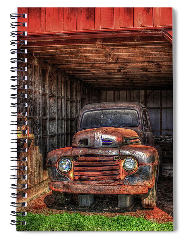 Reid Callaway A Hiding Place Spiral Notebook featuring the photograph A Hiding Place 1949 Ford Pickup Truck by Reid Callaway