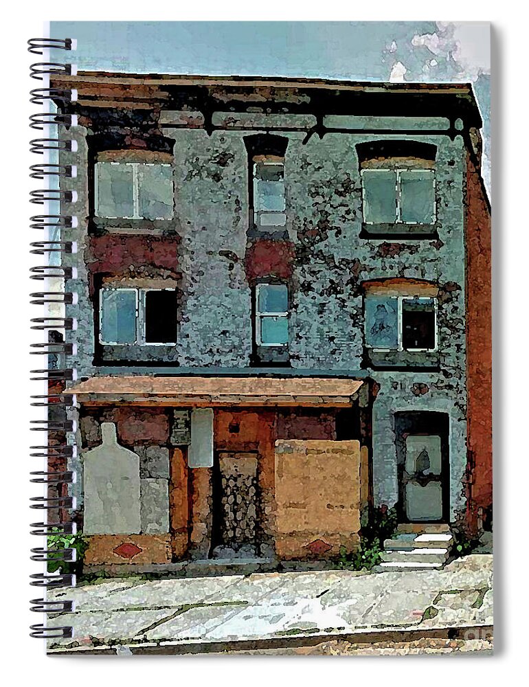 Buildings Spiral Notebook featuring the digital art A House On Bloom Street by Walter Neal