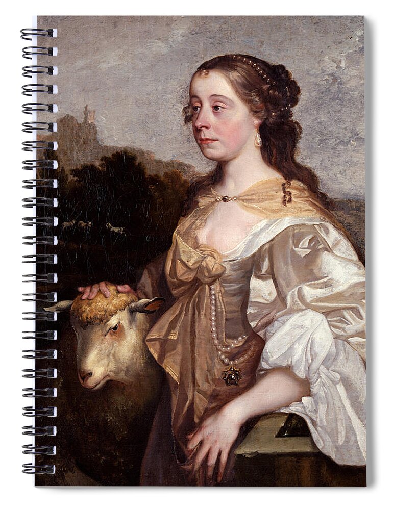 John Greenhill Spiral Notebook featuring the painting A Lady as a Shepherdess by John Greenhill