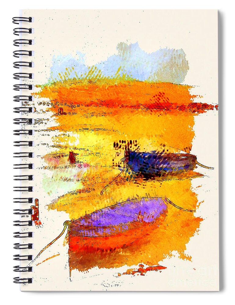 Boats Spiral Notebook featuring the painting A Little Dingy by Julie Lueders 