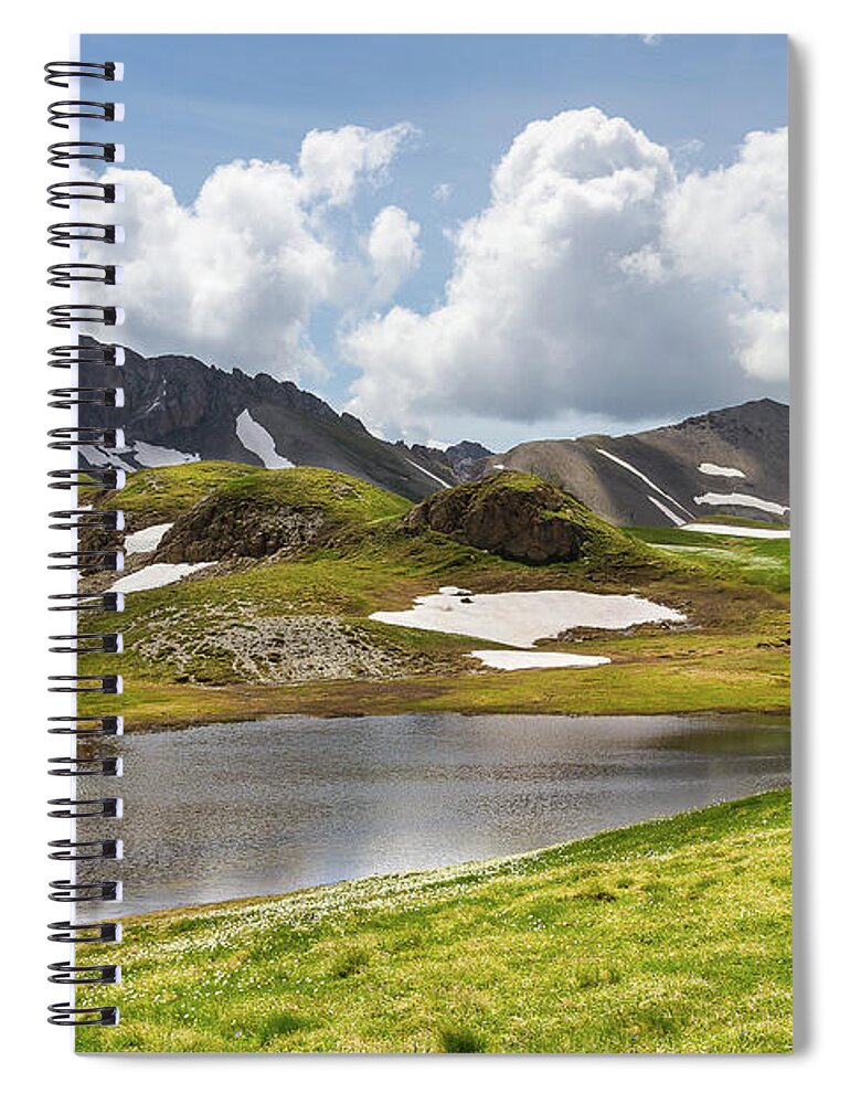 Mountain Landscape Spiral Notebook featuring the photograph A little lake in the Queyras - French Alps by Paul MAURICE