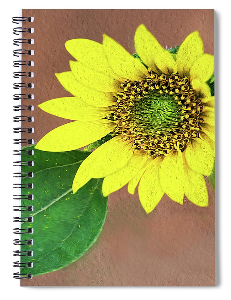Sunflower Spiral Notebook featuring the photograph A Little Lean by Art Cole