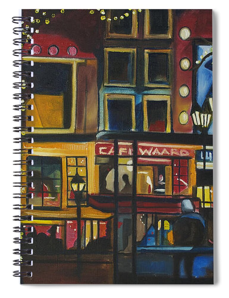Cityscape Spiral Notebook featuring the painting A Moment in Dam by Patricia Arroyo