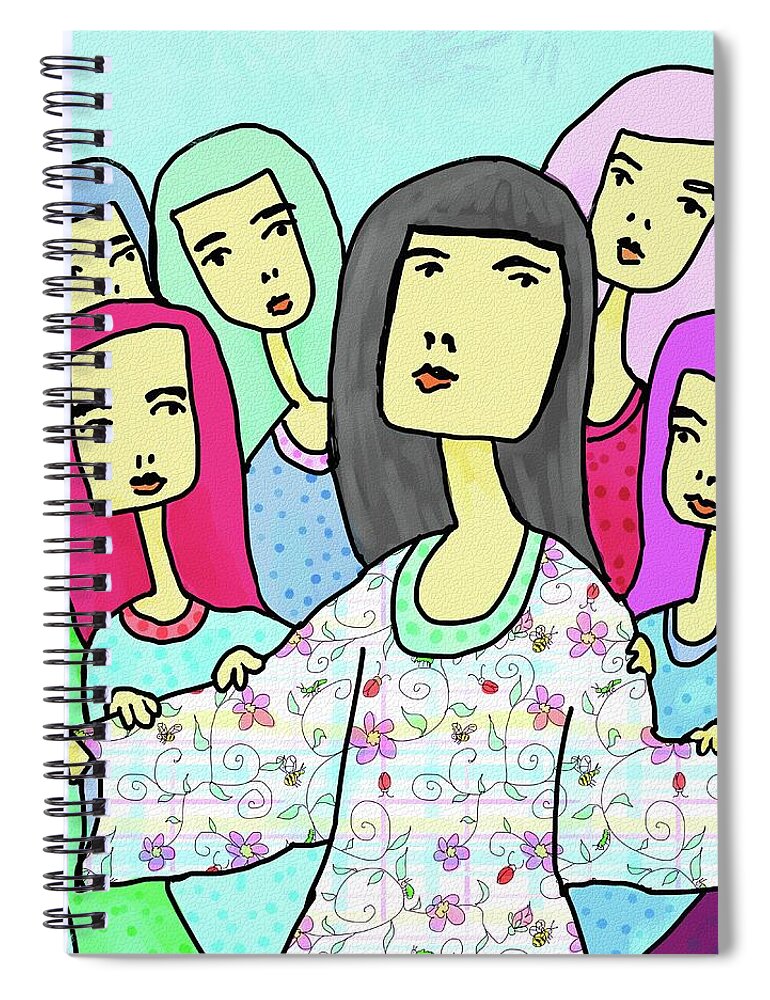 Mother Spiral Notebook featuring the digital art A mother and 5 daughters by Debra Baldwin