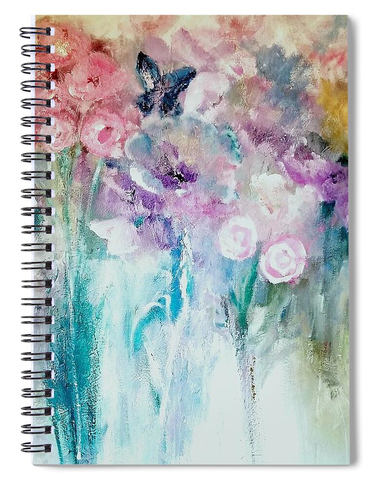 Mother's Spiral Notebook featuring the digital art A Mothers Day Floral Acrylic Painting by Lisa Kaiser by Lisa Kaiser