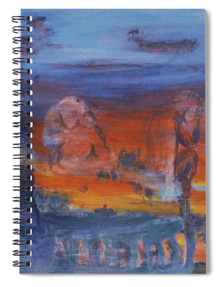Abstract Spiral Notebook featuring the painting A Mystery Of Gods by Steve Karol