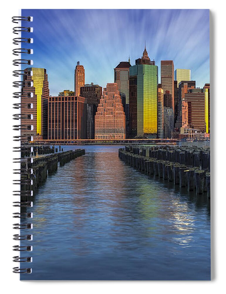 Brooklyn Spiral Notebook featuring the photograph A New York City Day Begins by Susan Candelario
