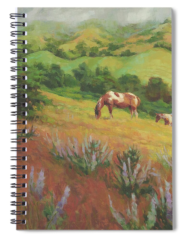 Horse Spiral Notebook featuring the painting A Peaceful Nibble by Steve Henderson