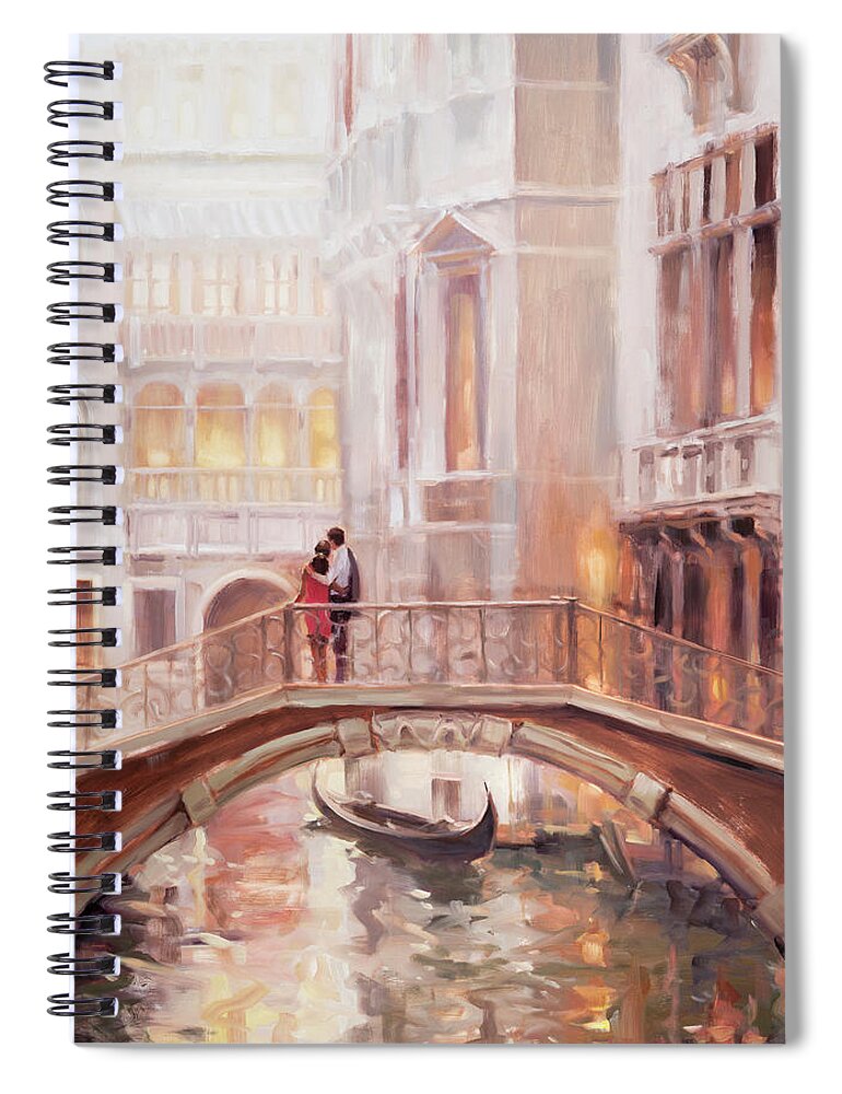 Romantic Spiral Notebook featuring the painting A Perfect Afternoon in Venice by Steve Henderson