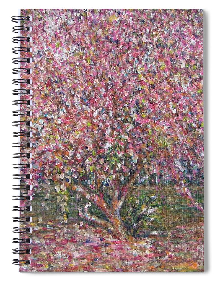 Pink Spiral Notebook featuring the painting A Pink Tree by Sukalya Chearanantana
