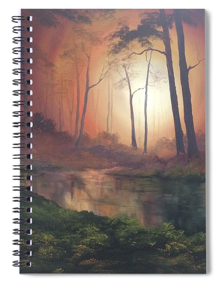 Forest Trees Water Spiral Notebook featuring the painting A Place Of Serenity by Jean Walker