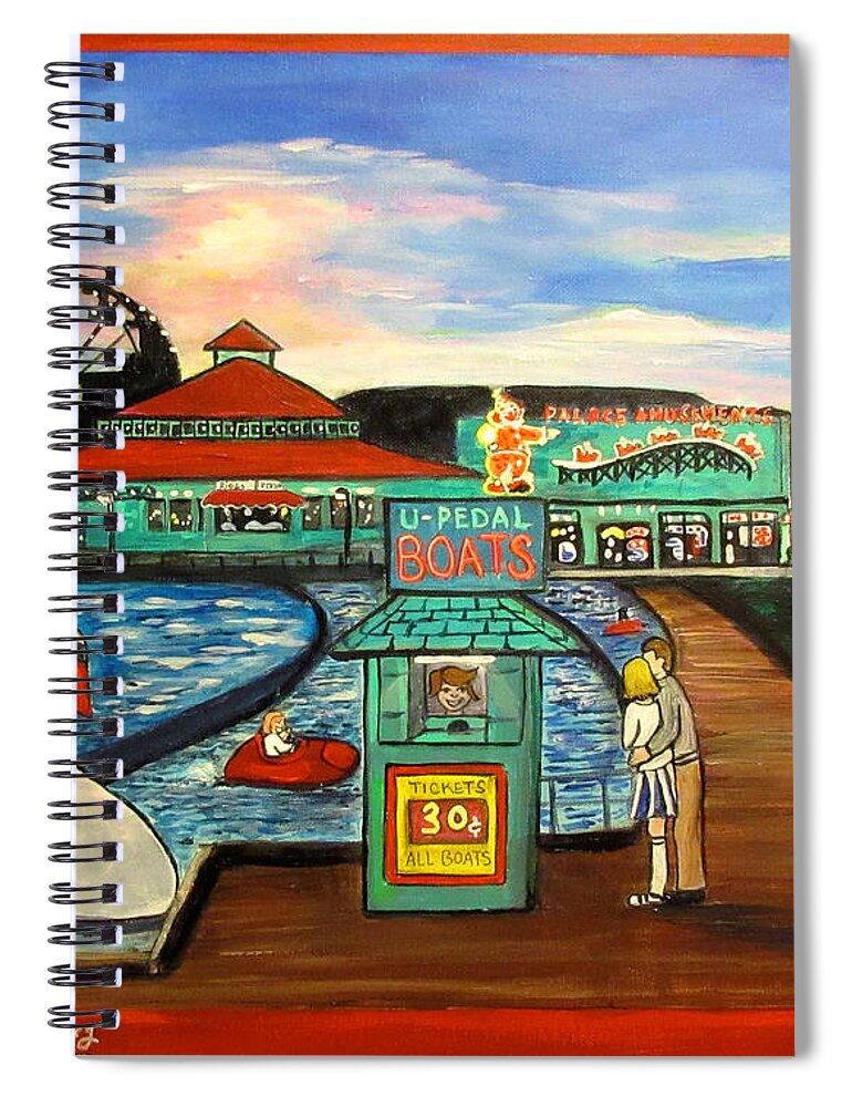 Asbury Park Art Spiral Notebook featuring the painting A Postcard Memory by Patricia Arroyo