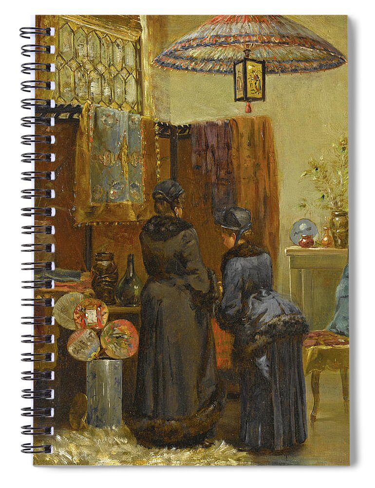 Elliott Daingerfield Spiral Notebook featuring the painting A Quaint Oriental Shop by Elliott Daingerfield